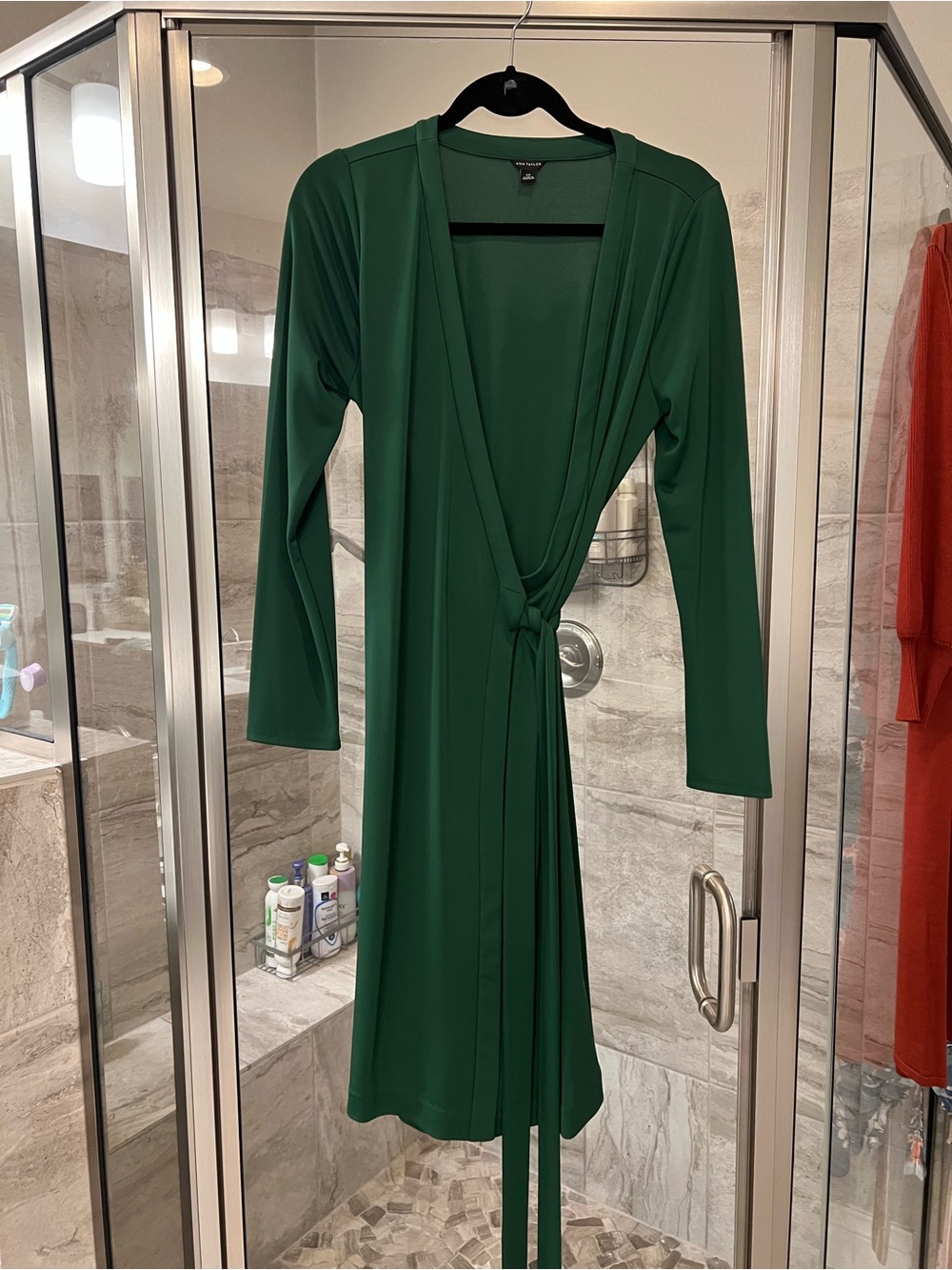 Ann Taylor Emerald Green Long Sleeve Wrap Dress